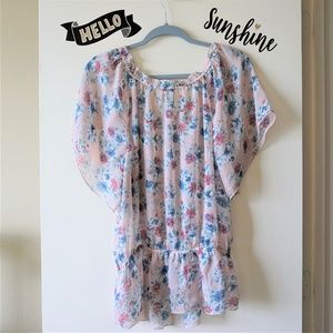 Off the Shoulder Blush Flower Print Top Size M